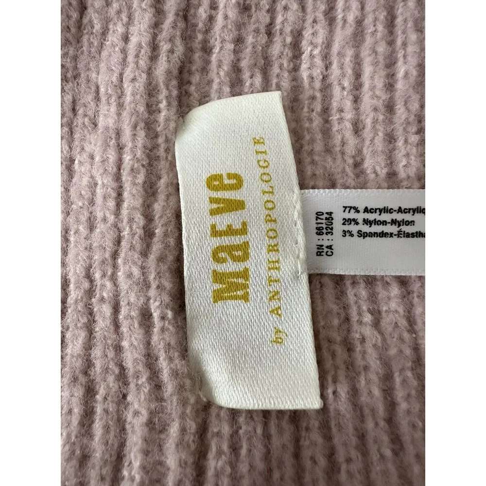 Anthropologie Maeve Beanie Hat One Size‎ Pink Beige Winter Warm Knit Skater